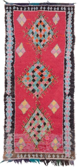 Marokkansk Boucherouite teppe 325 x 145 cm