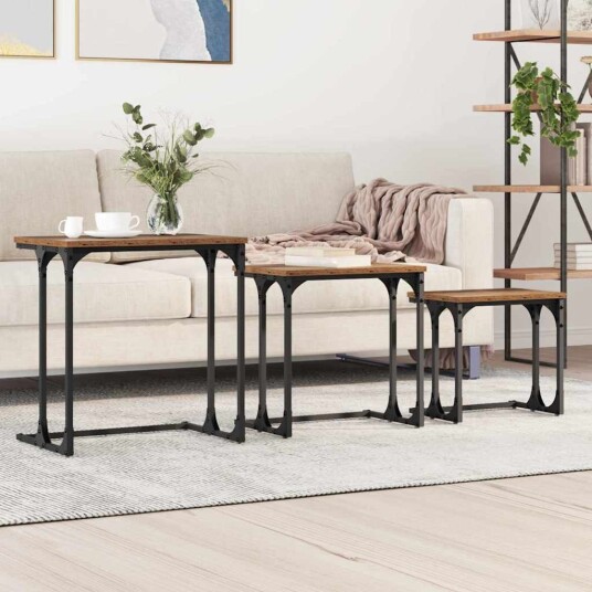 vidaXL Kaffebord med Nesting 3 pcs Gammelt tre 50,5 x 35 x 53 cm