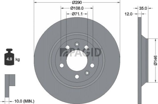 PAGID 54296NC Bremseskive PAGID 54296NC Bremseskive
