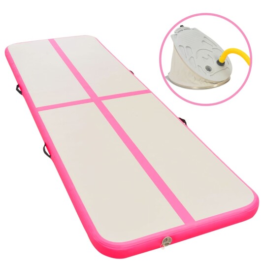 vidaXL Oppblåsbar gymnastikkmatte med pumpe 500x100x10 cm PVC rosa vidaXL Oppblåsbar gymnastikkmatte med pumpe 500x100x10 cm PVC rosa