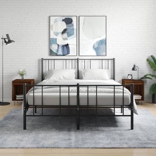 Nattbord 2 stk brun eik 40x35x50 cm konstruert tre 8721012111141