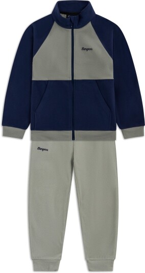 Bergans Kid´s Lilletind Fleece Set Light Green Mud/navy Blue 92