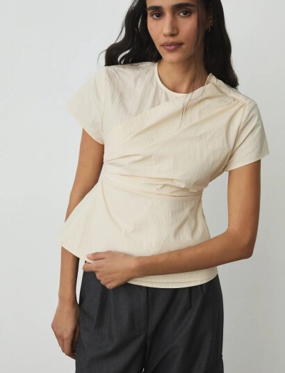 Laagam Raven White Asymmetric Blouse - White - XL/42