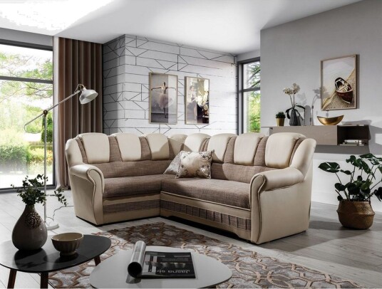Seksjonssofa Eltap Lord II 243x195x112 cm Berlin 03 Myk 33 Beige Venstre