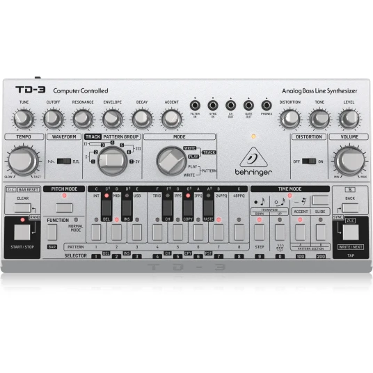 Behringer TD-3-SR Analog Bass Line Synthesizer Sølv Behringer TD-3-SR Analog Bass Line Synthesizer Sølv