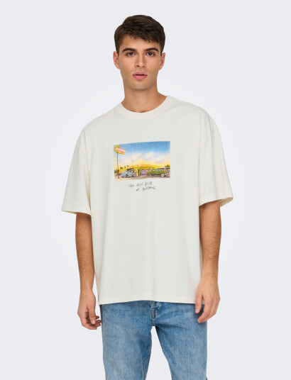 ONLY & SONS Onsdevin Ovz Washed Ss Tee Vd - White - XS