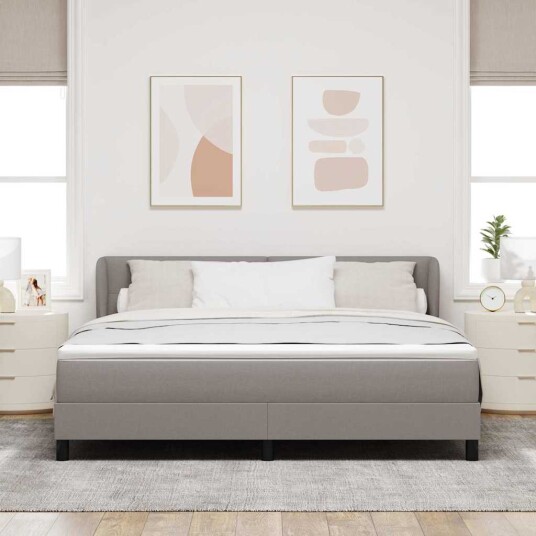 Boksen Fjærmadrass med Madrass Taupe 180x200 cm Stoff
