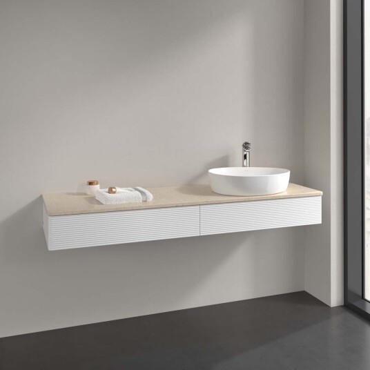 Villeroy & Boch  Antao Servantskap med 2 skuffer 160x50x19 cm u/lys Hvit Matt/Crème