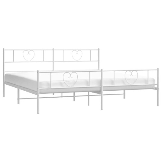  Sengeramme i metall med hodeog fotgavl hvit 180x200 cm