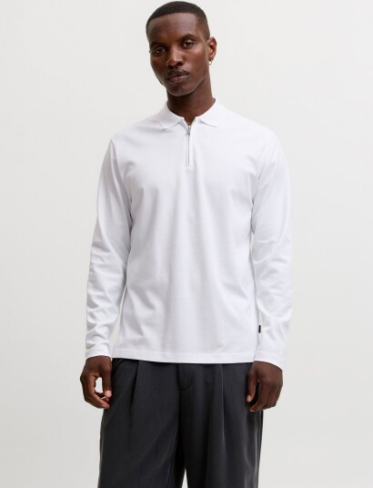 Jack & Jones Jprblaethan Ls Zip Polo White M