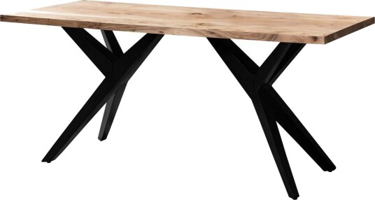 Spisebord Wohnling massivt tre industriell loft vinklet metallrammebein 120x60 cm - 120x60 cm Spisebord Wohnling massivt tre industriell loft vinklet metallrammebein 120x60 cm - 120x60 cm