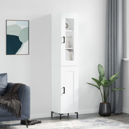 vidaXL Highboard hvit 34,5x34x180 cm konstruert tre 8720845489113