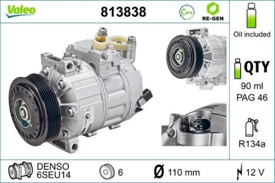 VALEO 813838 AC-kompressor VALEO 813838 AC-kompressor
