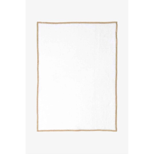 Lama Dekkebrikke Montebaldo i hvit grov lin med beige kant 35x48 cm
