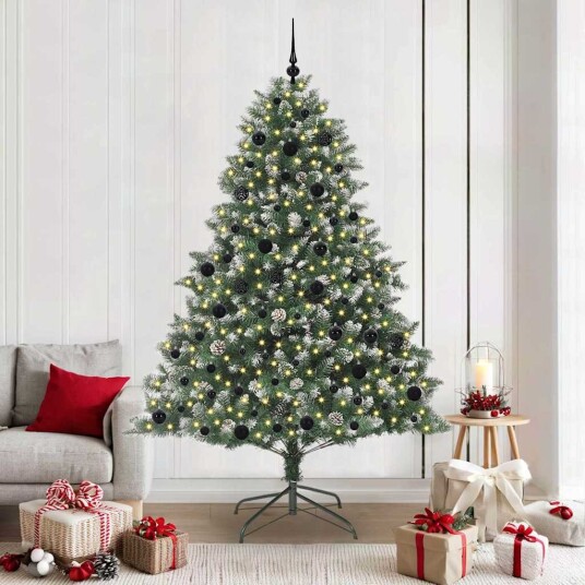 Kunstig juletre grønn 140 x 140 x 210 cm PVC og plast og stål Kunstig juletre grønn 140 x 140 x 210 cm PVC og plast og stål