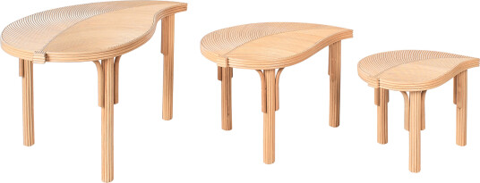 Sett med 3 sofabord utendørs Paralia rotting Naturlig/beige