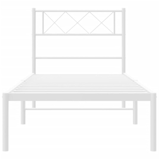 vidaXL Sengeramme i metall med hodegavl hvit 80x200 cm 8721012190962