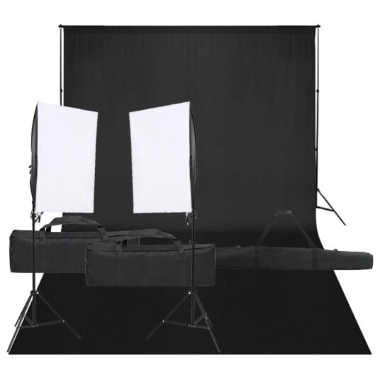 vidaXL Fotostudiosett med lyssett og bakgrunn vidaXL Fotostudiosett med lyssett og bakgrunn