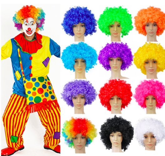Klovneparykk afroparykk pride - 10 farger
