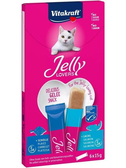 Vitakraft Jelly Lovers Med Rdspette & Laks 6 Pack X 15G