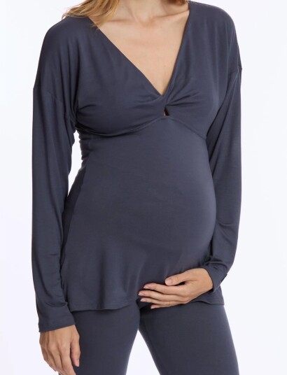 Cache Coeur Maternity And Nursing Long Sleeves T Shirt Louna Blue XXL Cache Coeur Maternity And Nursing Long Sleeves T Shirt Louna Blue XXL