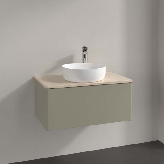 Villeroy & Boch  Antao Servantskap med 1 skuff 80x50x36 cm u/lys Steingrå/Crème