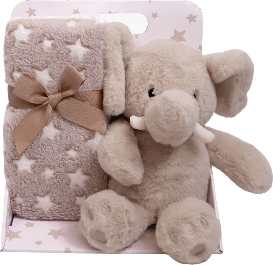 CarloBaby Elefant Fleeceteppe og Kosedyr Beige