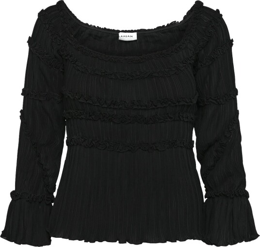 Laagam Petra Black Textured Blouse   BLACK   L/40