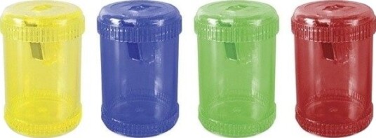 Donau Blyantspisser - Plast - Enkelt - Stor Bøtte - Farge-Miks