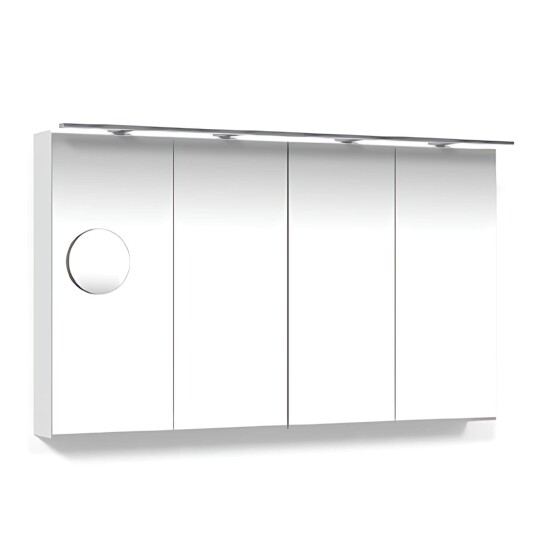 Macro Design Crown 4-dør Speilskap Rampe-belysning med Forstørrelsesspeil Hvit / 120cm