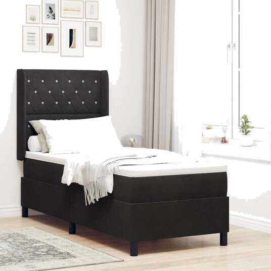 Seng med madrass og LED Svart 80x200 cm Fløyel