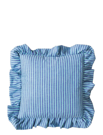 Mimou Frill Cushion Stripe - Blue - 50X50 Mimou Frill Cushion Stripe - Blue - 50X50