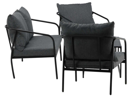 Venture Design Sopot sofagruppe Svart med grå pute 2-setersofa, 2 lenestoler & 2 bord Svart