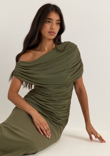 Bubbleroom Occasion Off Shoulder Mesh Gown