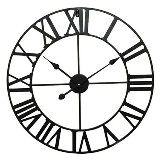 Veggklokke - Veggur - Diameter 60 Cm - Sort - Nostalgisk Design