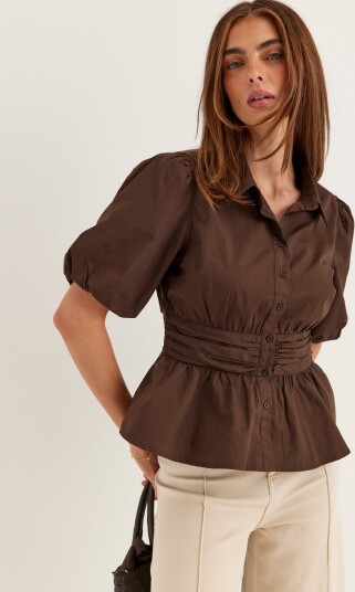 Waist Detail Cotton Blouse
