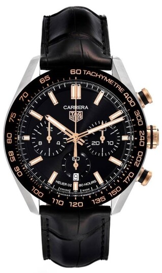 TAG Heuer Herreklokke CBN2A5A.FC6481 Carrera Sort/Lær Ø44 mm
