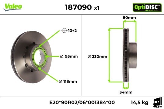 VALEO 187090 Bremseskive