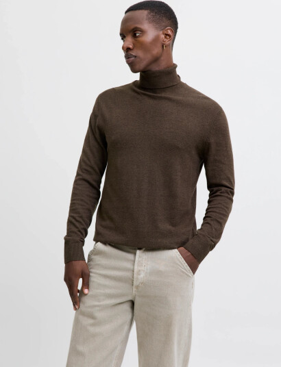 Jack & Jones Jjeemil Knit Roll Neck Noos - Brown - L