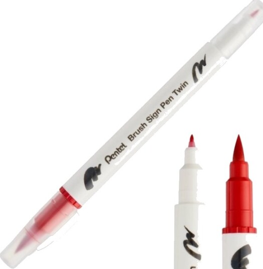 Pentel Brush Pen Tosidig Rød Sesw30c-T102