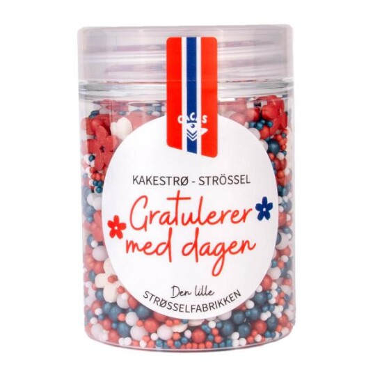 Cacas  Kakestrø Gratulerer med dagen 90g rød/hvit/blå