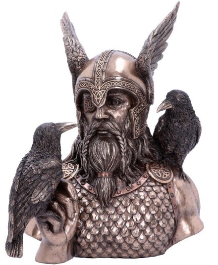 Odins Messengers Odinfigur med Hugin og Munin 23 cm