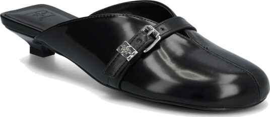Ganni Sue Kitten Heel Mule Box Oleatex Black 38 Ganni Sue Kitten Heel Mule Box Oleatex Black 38