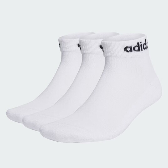 Adidas Linear Cushioned Ankelsokker 3pk White/Black L 43 45 Adidas Linear Cushioned Ankelsokker 3pk White/Black L 43 45