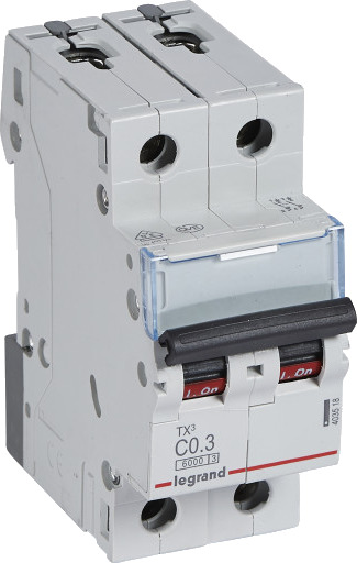 Legrand 5 stk TX³ MCB automatsikring C0.3 2P 2M 6/6kA