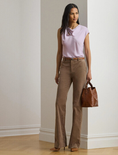 Lauren Ralph Lauren Charmeuse Asymmetrical Blouse - Purple - L Lauren Ralph Lauren Charmeuse Asymmetrical Blouse - Purple - L