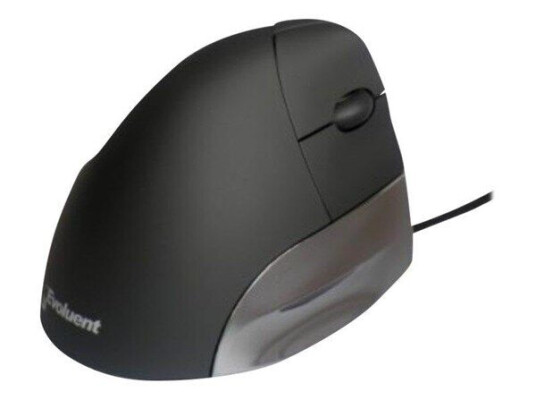 Evoluent VMS Standard Kablet Ergonomisk Mus - Optisk - 5 Knapper - Sort/Sølv