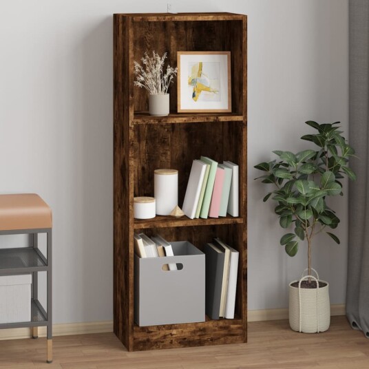 vidaXL Bokhylle 3 etasjer r?kt eik 40x24x109 cm konstruert tre
