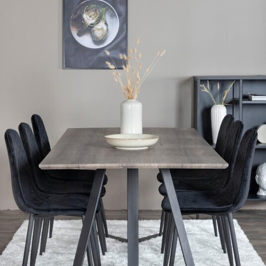 Venture Home Spisegruppe Venture Home Madde med 6 Phoi Stoler Fløyel GR20274