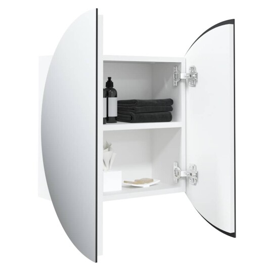 vidaXL Baderomsskap med rundt speil og LED hvit 40x40x17,5 cm